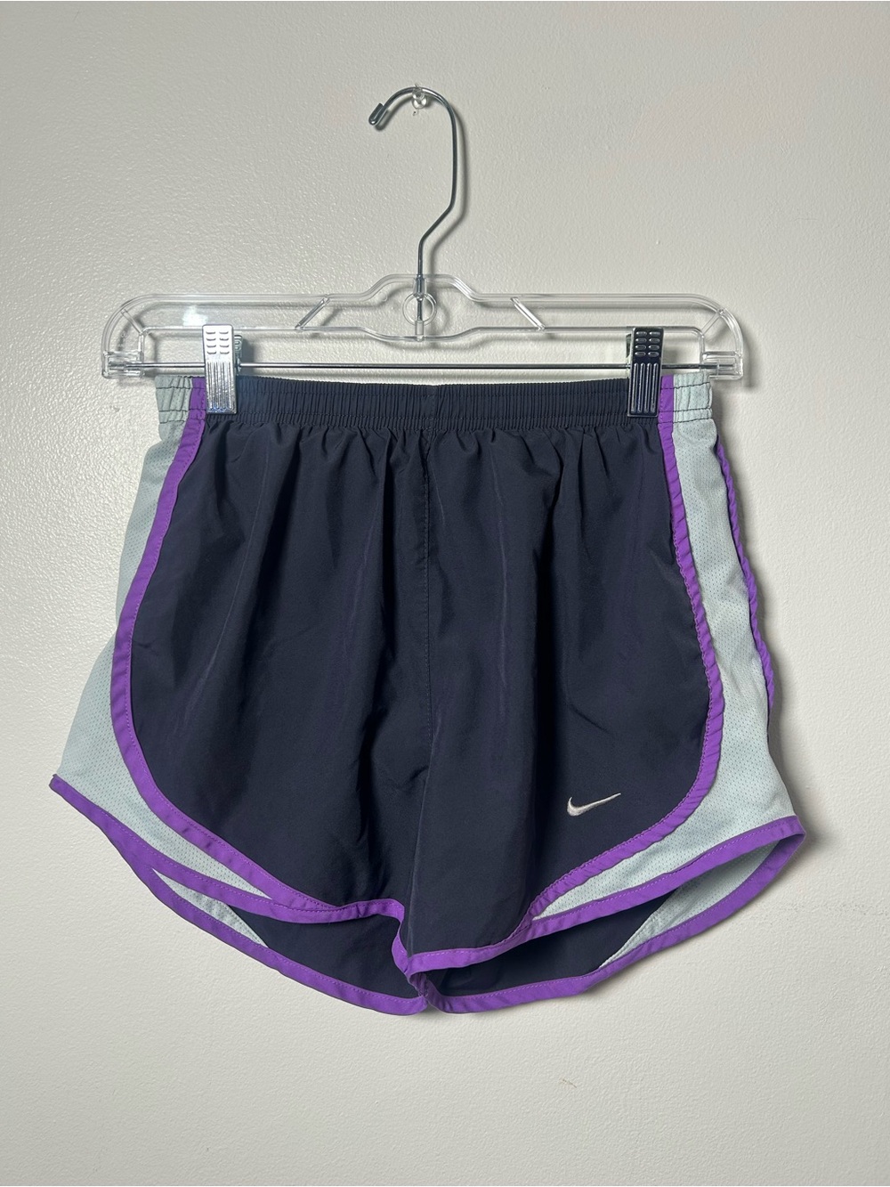 Nike Women's Black Athletic Shorts with Purple Trim XS running cheer sporty